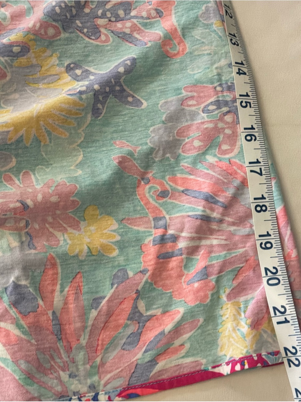 Lilly Pulitzer Turquoise Floral Caftan Coverup with Pink & Yellow Accents - Picture 8 of 8